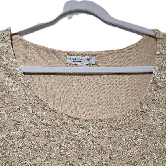 COLDWATER CREEK VANILLA CREAM LACE SCOOP NECK DRESSY TANK  1X - Picture 2 of 8